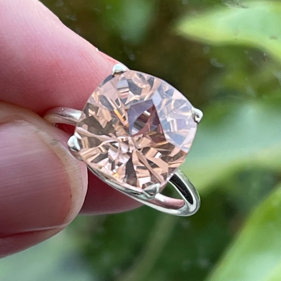 Gorgeous peach Morganite Silver rings 7, 8.5 - Picture 5 of 12